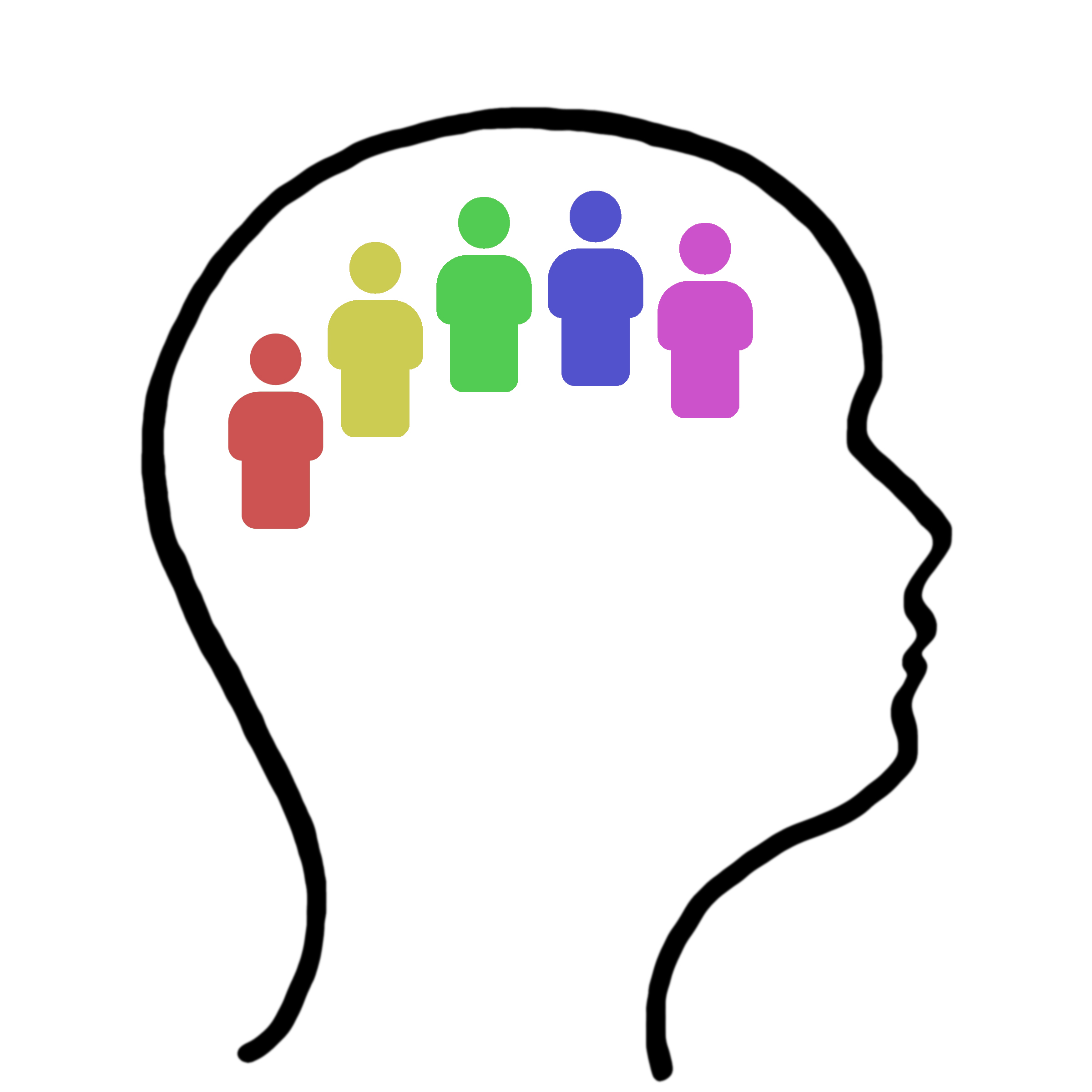Line drawing of a human head with colorful human icons inside. This symbolic artwork is included for decorative purposes and should not be construed as part of Syracuse University branding.